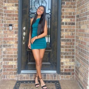 Lucy in the Sky Green One Shoulder Dress, size xs